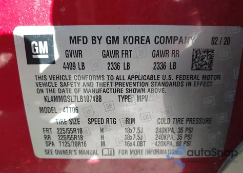 2020 Buick Encore Gx Awd Essence from USA, damaged, VIN KL4MMGSL7LB107488